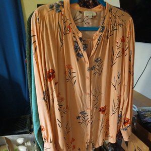 Cute Floral Button-Up Blouse